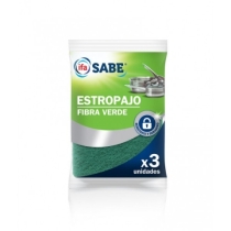 estropajo fibra verde 3 uds