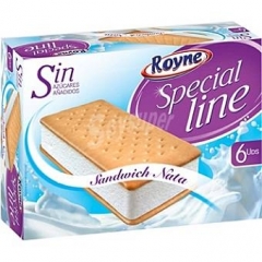 Helados sin azucar sandwich nata 6 u.